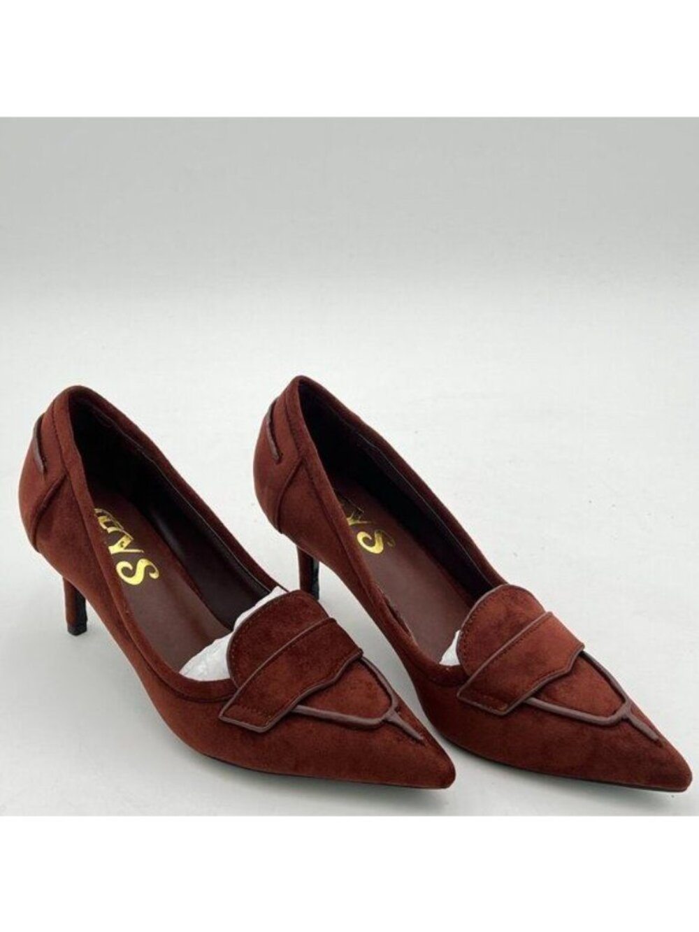 Women Pointed Toe Pumps Slip on Kitten Mid Heel Loafers Office Formal Work Dress - Picture 3 of 6